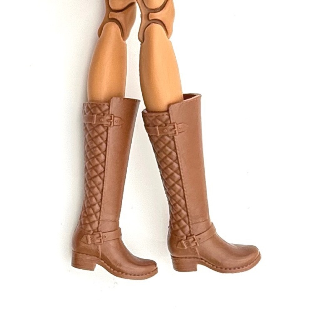 Mattel Barbie Brown Riding Equestrian Horse Boots Quilted Buckle Doll Accessory